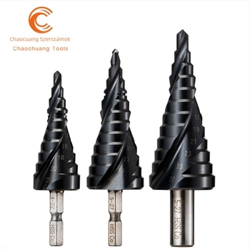 Step drill reamer, kobaltottartalmú gyorsacélból készülő, meghajtó: hatszögletű/gyűrűs/ háromutas, maximális vágási mélység 3 mm, márka Super-Creative