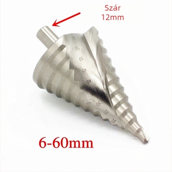 Pagoda léptető fúró 6–55 mm, rozsdamentes acélhoz és fához, konusos fúró kobalttartalmú ötvözetből