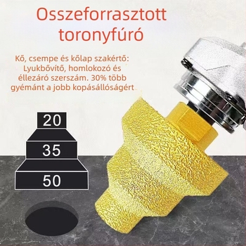 Dr. Jian Pagoda Brazed Drill háromlépéses gyémánt reamerrel és chamfer-trimmerrel csempékhez és kőhöz