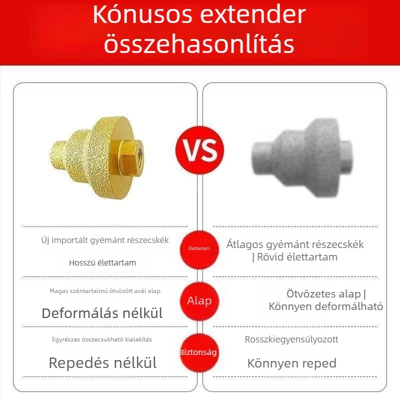 Dr. Jian Pagoda Brazed Drill háromlépéses gyémánt reamerrel és chamfer-trimmerrel csempékhez és kőhöz