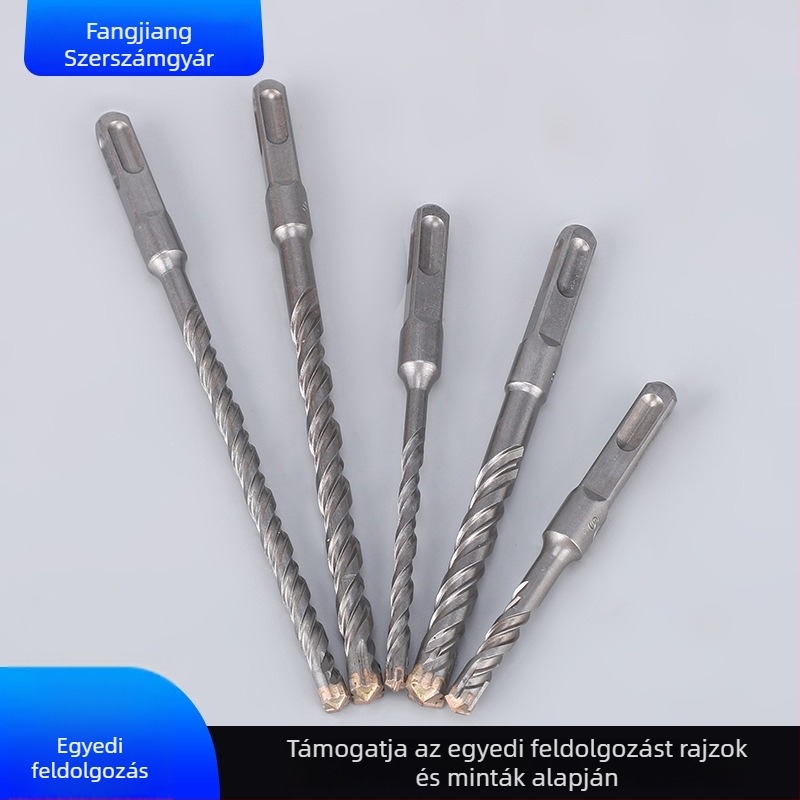 Kereszthám-fúrókalapács fúrófej négyszögletes tengellyel, testreszabható; alkalmas betonhoz és cement falakhoz és téglafalakhoz; anyag: 40Cr krómacél YG8 ötvözet