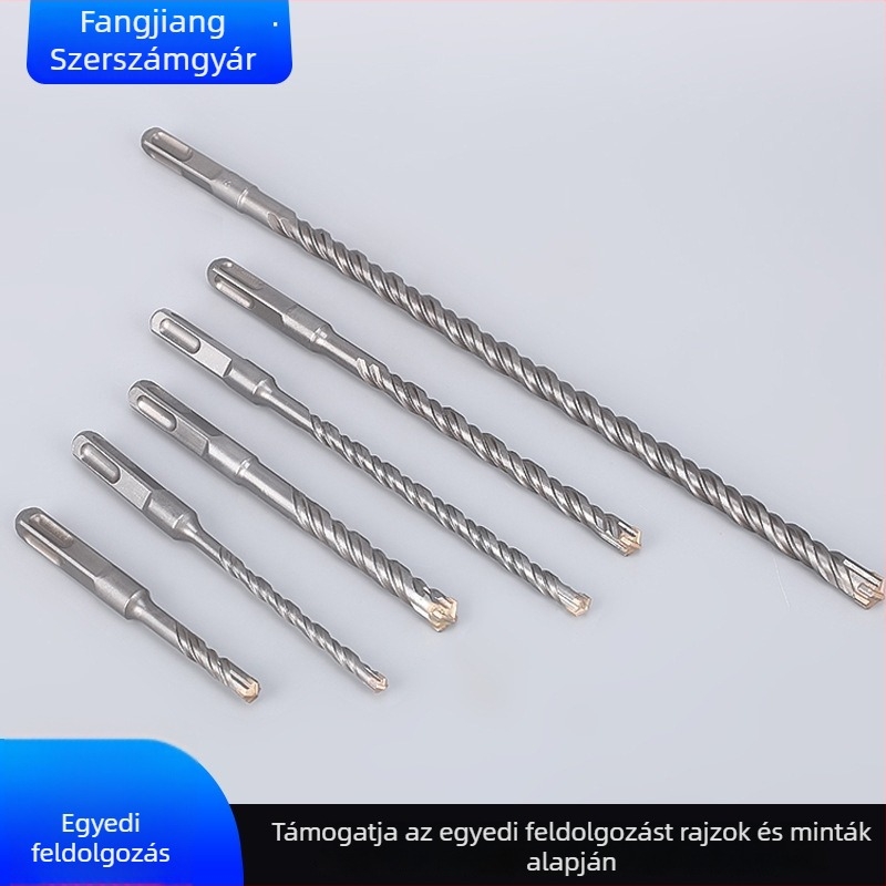 Kereszthám-fúrókalapács fúrófej négyszögletes tengellyel, testreszabható; alkalmas betonhoz és cement falakhoz és téglafalakhoz; anyag: 40Cr krómacél YG8 ötvözet