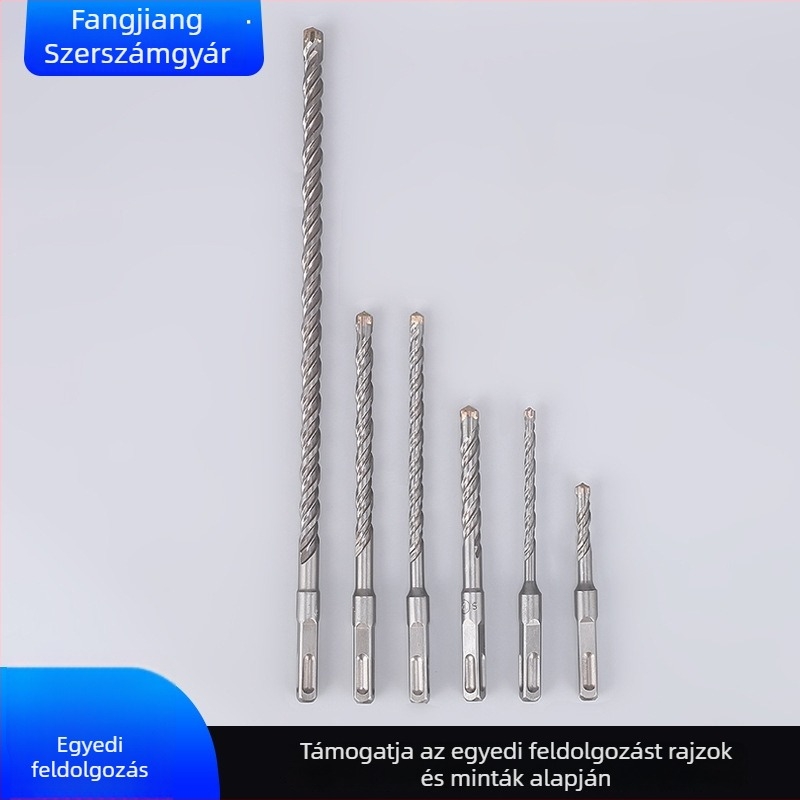 Kereszthám-fúrókalapács fúrófej négyszögletes tengellyel, testreszabható; alkalmas betonhoz és cement falakhoz és téglafalakhoz; anyag: 40Cr krómacél YG8 ötvözet