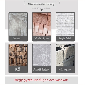 Elektrikus kalapácsfúró – Hibiscus Impact; kerek fej, falon áthaladó design, körkörös nyak két hornyával; anyaga 40Cr+YG8C; alkalmas betonra, téglára, kőre, gránitra; súly 50–1550 g