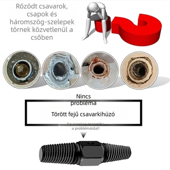 Kétszárú törött menet kivonó eszköz — eszköz törött csavarok, mosdók és vízvezeték-csövek eltávolítására, fordított menethez kompatibilis
