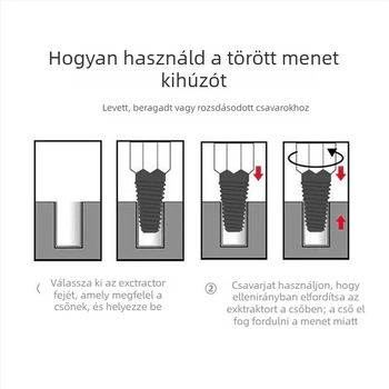 Kétszárú törött menet kivonó eszköz — eszköz törött csavarok, mosdók és vízvezeték-csövek eltávolítására, fordított menethez kompatibilis