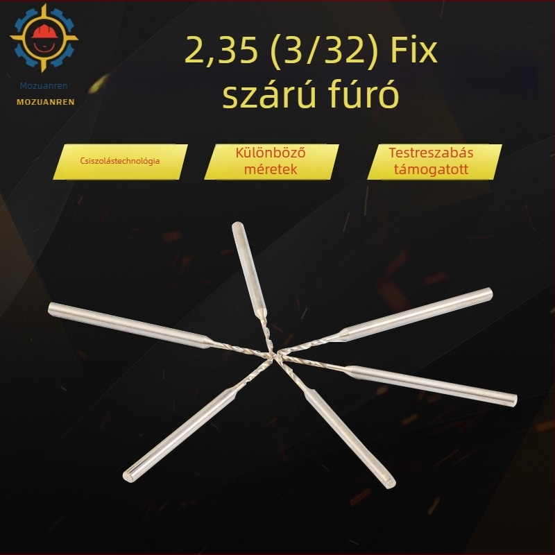 2,35 mm szárú méhviasz bevonatú spirálfúró, változó átmérőjű, faipari felhasználásra, rögzített fogóval