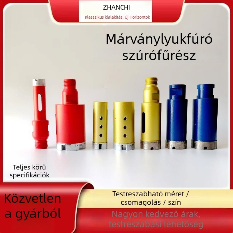 Gyémántos fúró márványhoz és gránithez – Marble Hole Opener sorozat; policristályos gyémánt; testreszabható fúrási átmérő, maximális vágási mélység és tengelyátmérő
