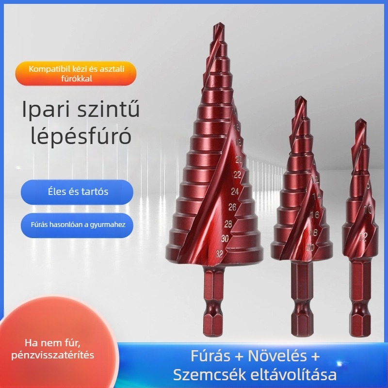 Ipari szintű Pagoda fúró deburráláshoz, magas keménység, teljesen megmunkált, spirális barázdákkal, rozsdamentes acélhoz
