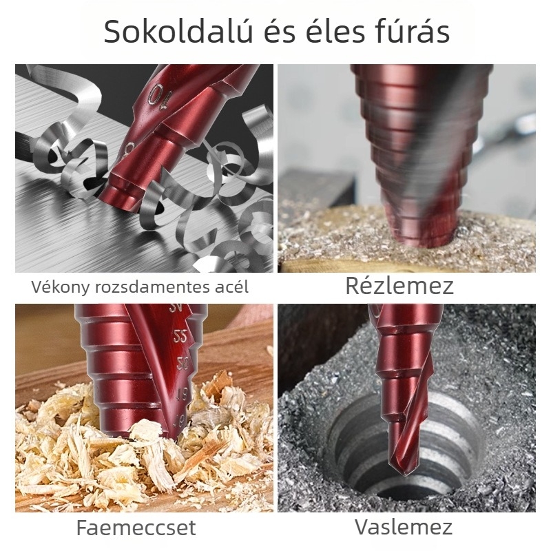 Ipari szintű Pagoda fúró deburráláshoz, magas keménység, teljesen megmunkált, spirális barázdákkal, rozsdamentes acélhoz