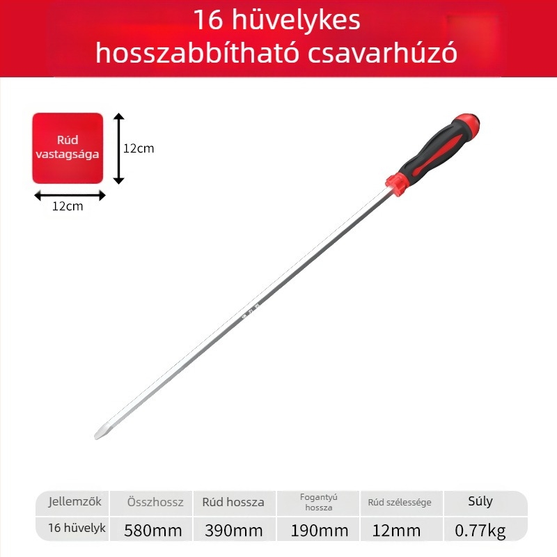 Phillips csavarhúzó műanyag testtel, króm-vanádium acél nyéllel, keresztes fej