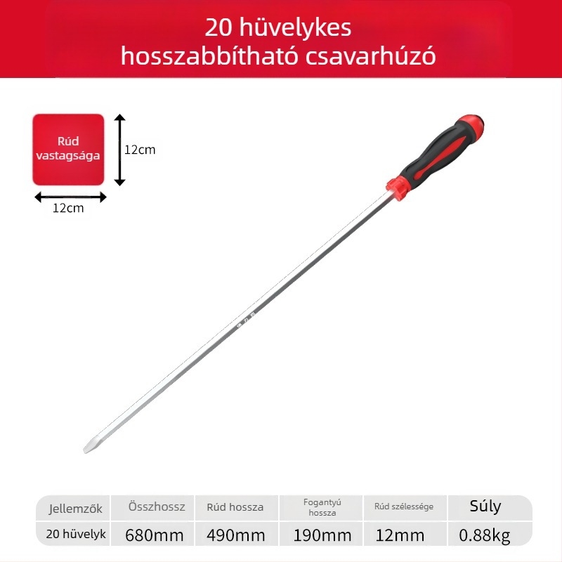 Phillips csavarhúzó műanyag testtel, króm-vanádium acél nyéllel, keresztes fej