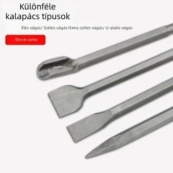 Négycsatornás hegyű elektromos kalapács négyszögletes fogantyúval, kerek fogantyú, bevágó csúcs, hegyes vég