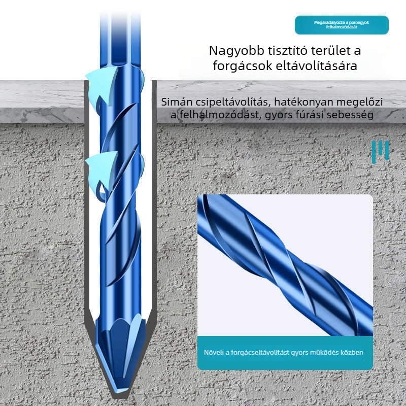 Kerámia csempe és beton fúró – döntött fejű, excentrikus, háromszög alakú fúró cementfalakhoz és csempékhez