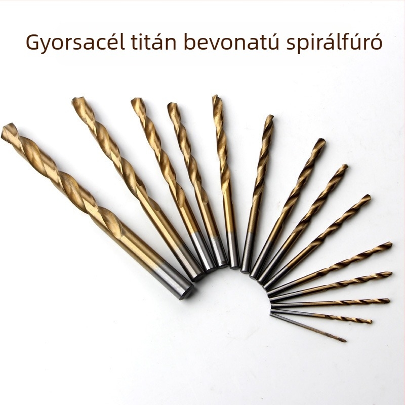 99 darab titánbevonatú gyorsacél spirálfúrókészlet vasas dobozban