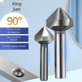 Star sword facsikészítő kés csavar és kúpos fejjel, gyorsacél, hengeres markolat, 90°, Ø4.3–40 mm, háromélű burr fúró