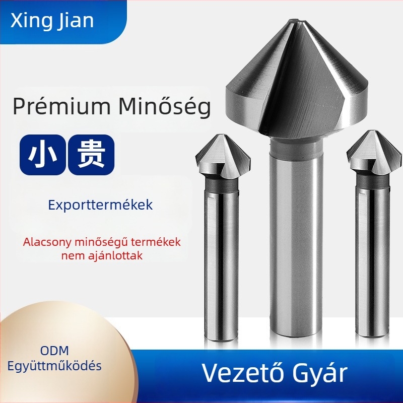 Star sword facsikészítő kés csavar és kúpos fejjel, gyorsacél, hengeres markolat, 90°, Ø4.3–40 mm, háromélű burr fúró