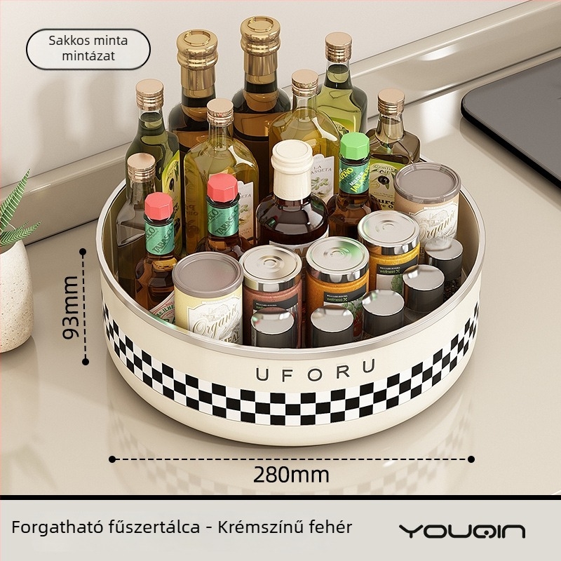 Konyhai forgó fűszeres polc a konyhapulton – többfunkciós műanyag tároló, skandináv stílus, származás: Wenzhou