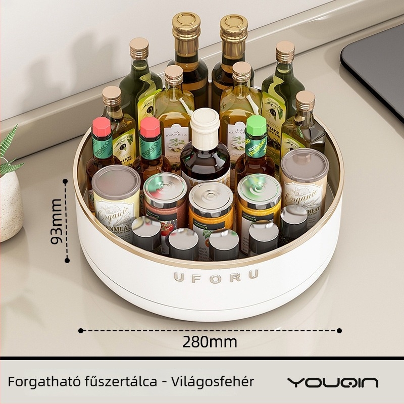 Konyhai forgó fűszeres polc a konyhapulton – többfunkciós műanyag tároló, skandináv stílus, származás: Wenzhou