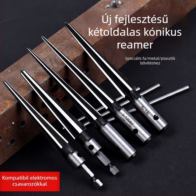 Naris szerszámkészlet: konuszos és kézi reamer, T-alakú reamer, furatnyitó, élképzés
