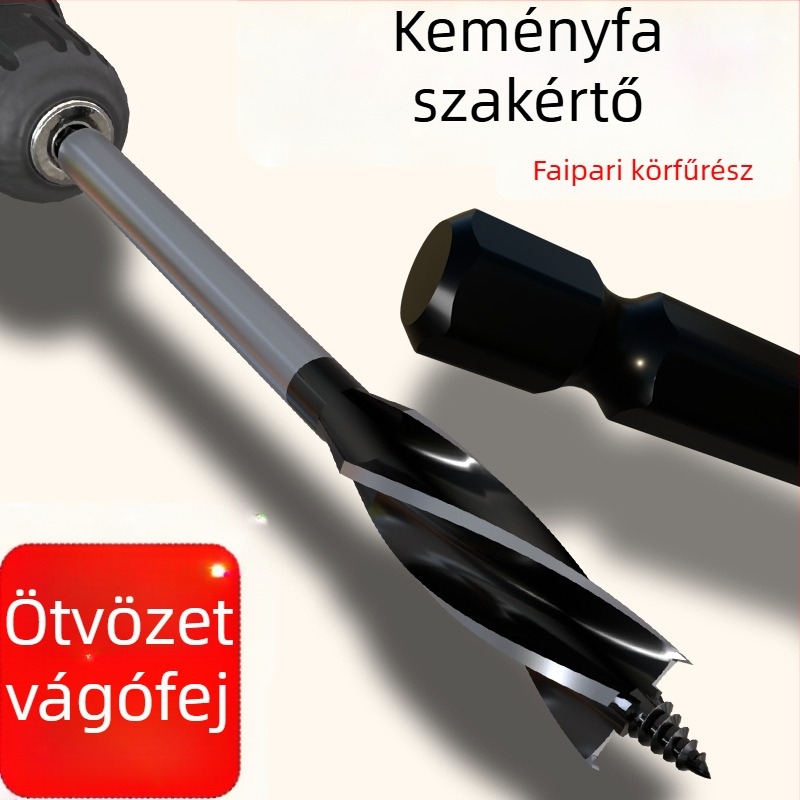 Rich rock Fával nem teljés fúró fát, ajtózár lyukak bővítésére, négy barázdával és négy éllel, hosszabbított lyuknyitó ajtózárhoz, vágóátmérő 10–25 mm
