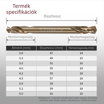ONMAIWEI M35 kobaltos HSS kettős végű fúró, egyenes nyelet, háromkaros megfogással, rozsdamentes acélhoz