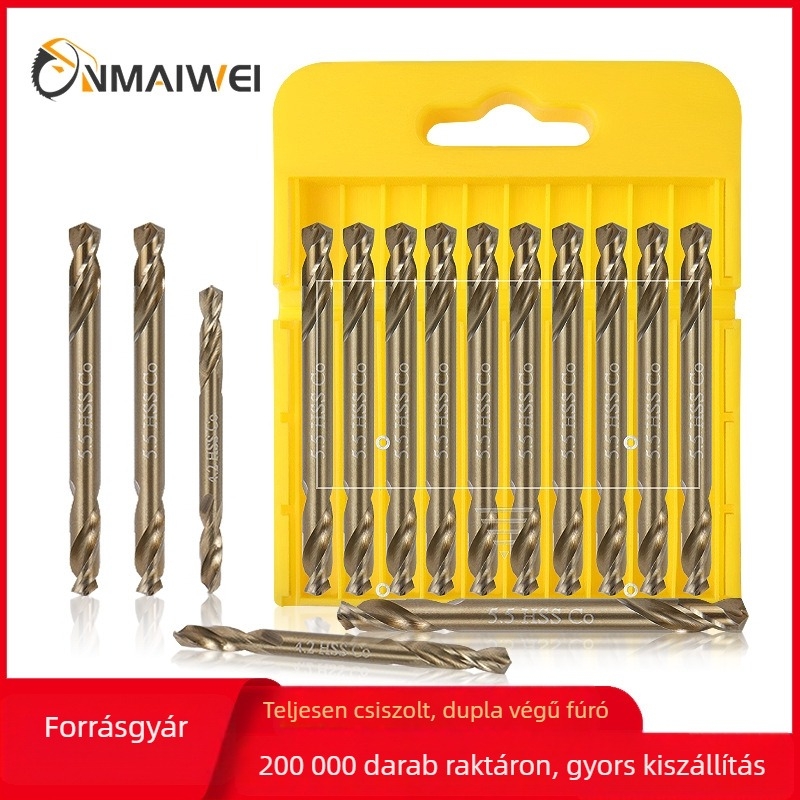 ONMAIWEI M35 kobaltos HSS kettős végű fúró, egyenes nyelet, háromkaros megfogással, rozsdamentes acélhoz