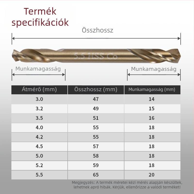 ONMAIWEI M35 kobaltos HSS kettős végű fúró, egyenes nyelet, háromkaros megfogással, rozsdamentes acélhoz