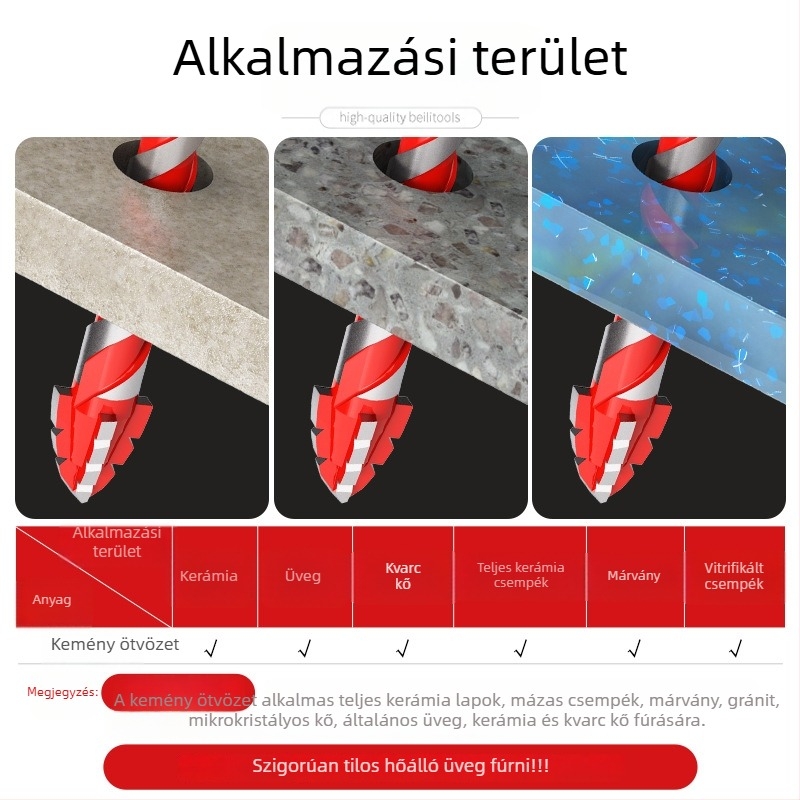 Bailey Négyélű recézett excentrikus fúróhegy csempe és beton fúráshoz, ultrakemény, száraz fúrás