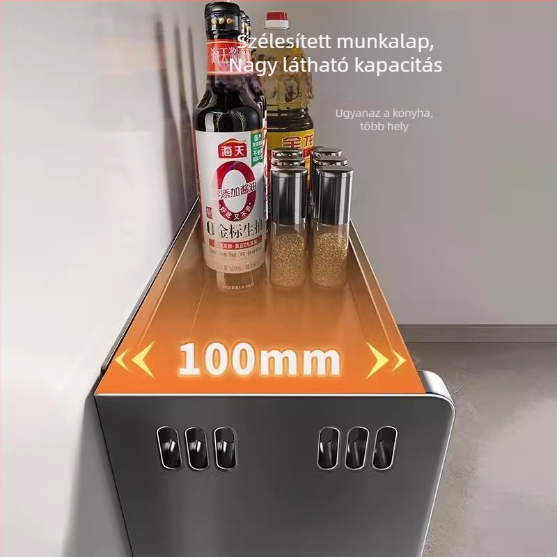 Qianhua Falra szerelhető fűszertartó, szénacél, fúrás nélküli telepítés, multifunkcionális konyhai fűszer rendező