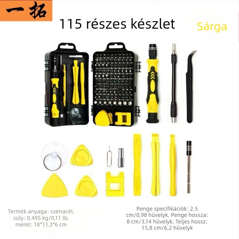 115 az 1-ben multifunkcionális csavarhúzó készlet mobiltelefonok szétszereléséhez