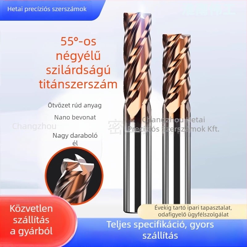 Végfúró, 4 hasú, 55° szög, wolfrám ötvözetből, rozsdamentes acélhoz, sík fenék
