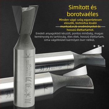 Karbid oldalsó maró faanyaghoz, dovetail típus, Ø1/4" átmérő, 2 furat, szár Ø3/8", maximális vágási mélység 30 mm