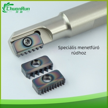 ISO-szabványos menetfúró maró, többszörös fogú belső fogazatú vágóél, SR szár