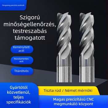 70° wolfram-karbid antivibrációs maró, 4 élű, lapos alj, hosszított CNC marófej