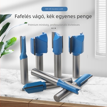 Faipari maró készlet, hét darabos, egyenes marók, 8 fogantyúval, kettős élű hornyolófejek, oldalmaró sorozat