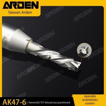 Arden végfúró - hárompengés spirális fúró, TCT, CNC gravírozáshoz, fa/PVC/MDF