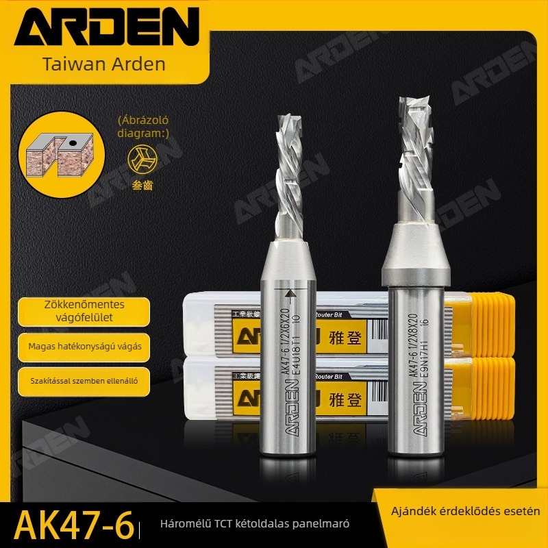 Arden végfúró - hárompengés spirális fúró, TCT, CNC gravírozáshoz, fa/PVC/MDF