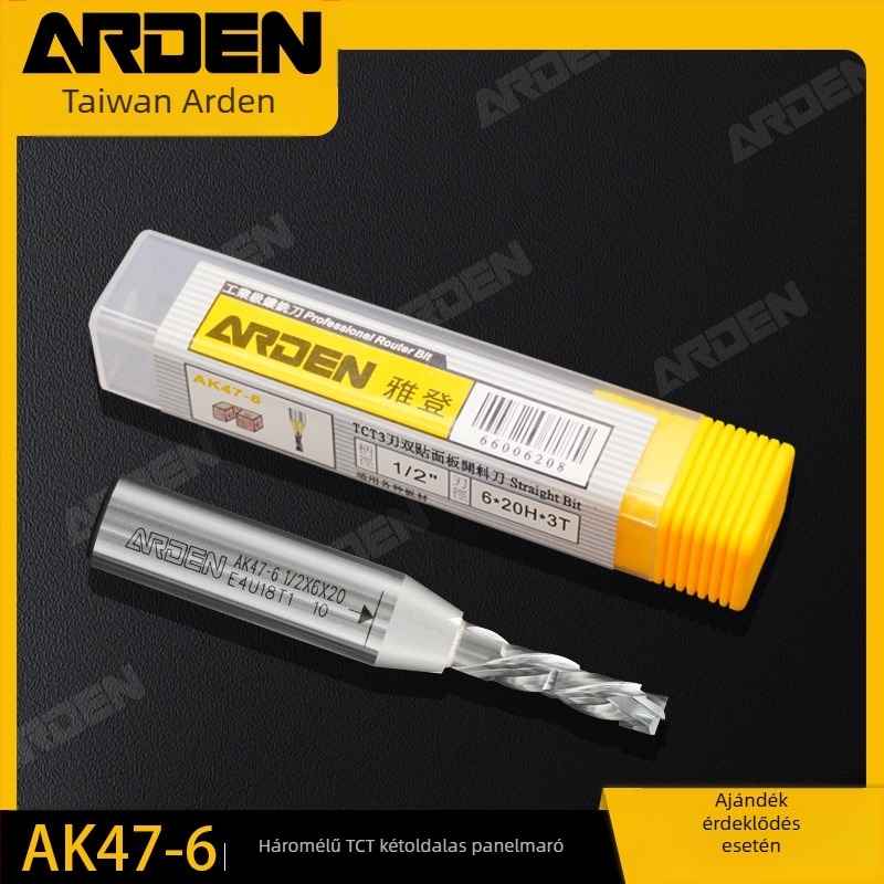 Arden végfúró - hárompengés spirális fúró, TCT, CNC gravírozáshoz, fa/PVC/MDF
