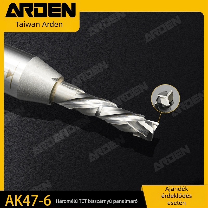 Arden végfúró - hárompengés spirális fúró, TCT, CNC gravírozáshoz, fa/PVC/MDF