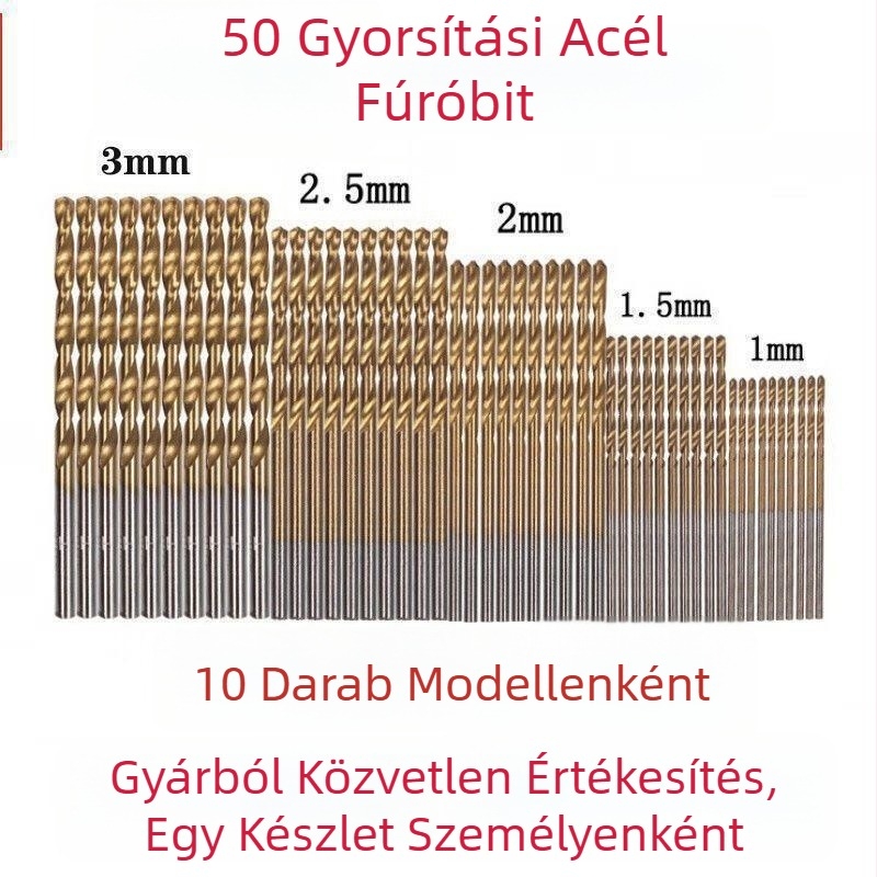 50 darabos gyorsacél fúrófej-készlet karperecekhez, kézműves projektekhez, fához és műanyaghoz