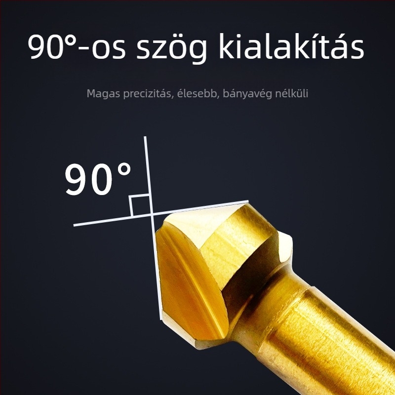 Titánnal bevont fém deburring/fasze készlet, 6 darab, 90° bevágás, HSS anyag, 3 élű, milling géphez