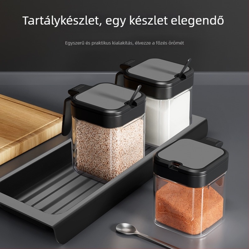 Üveg fűszertartó készlet a konyhához – üveges tárolóedények fűszerekhez és sóhoz