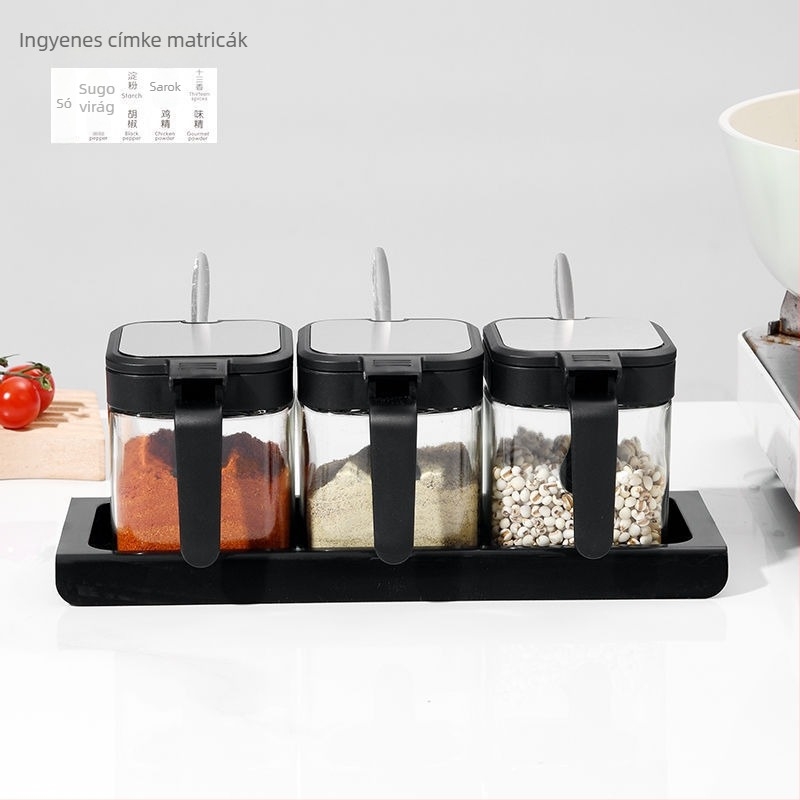 Üveg fűszertartó készlet a konyhához – üveges tárolóedények fűszerekhez és sóhoz