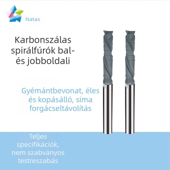 Gyémántbevonatú végmaró bal- és jobbkezes megmunkáláshoz – karbonszálas sorozat – kompozit wolfrám acél ötvözet – karbon szálas lemezek megmunkálása