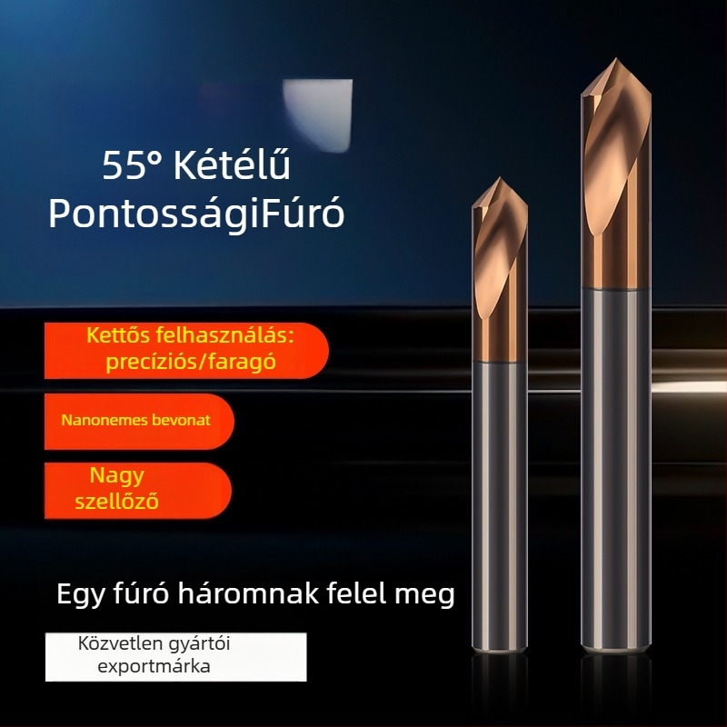 Hongtai végfúró-maró — 55°, volfrámacél, fix pont kantolás, szilárd karbid, kettős funkciójú maró