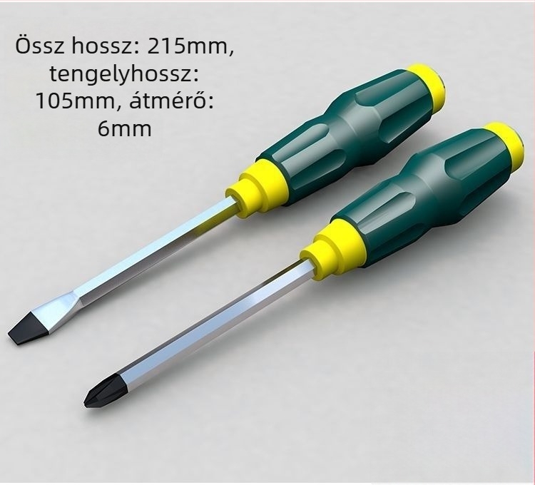 Mágneses Phillips csavarhúzó CR-V acélból, műanyag nyéllel, tömege 0,24 kg