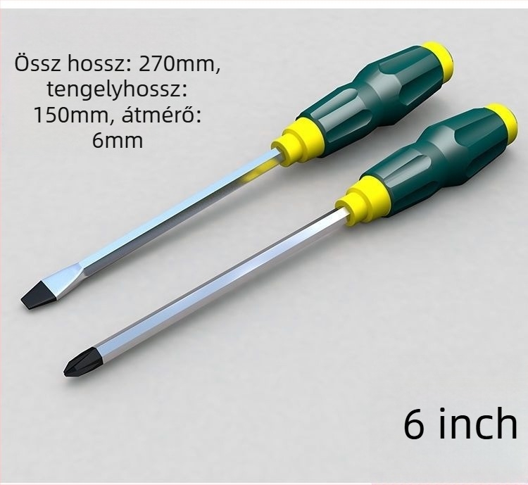 Mágneses Phillips csavarhúzó CR-V acélból, műanyag nyéllel, tömege 0,24 kg