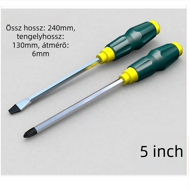 Mágneses Phillips csavarhúzó CR-V acélból, műanyag nyéllel, tömege 0,24 kg