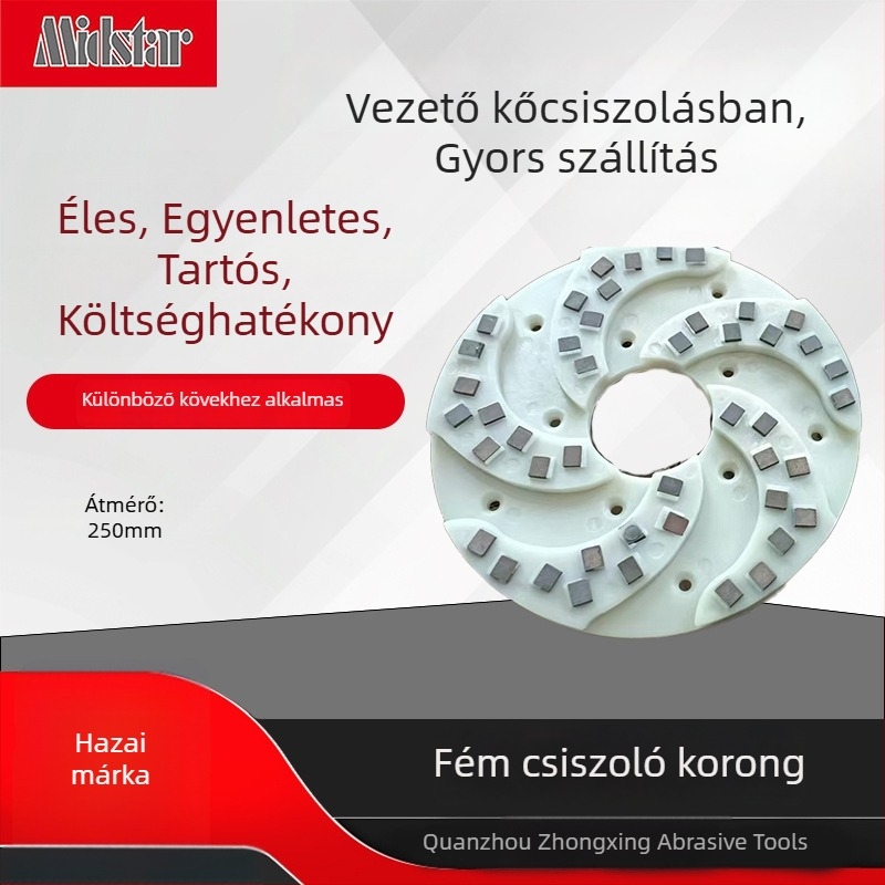 Kőre és gránitra szóló csiszolókorong, kopásálló fém kötés, gyanta részecskék